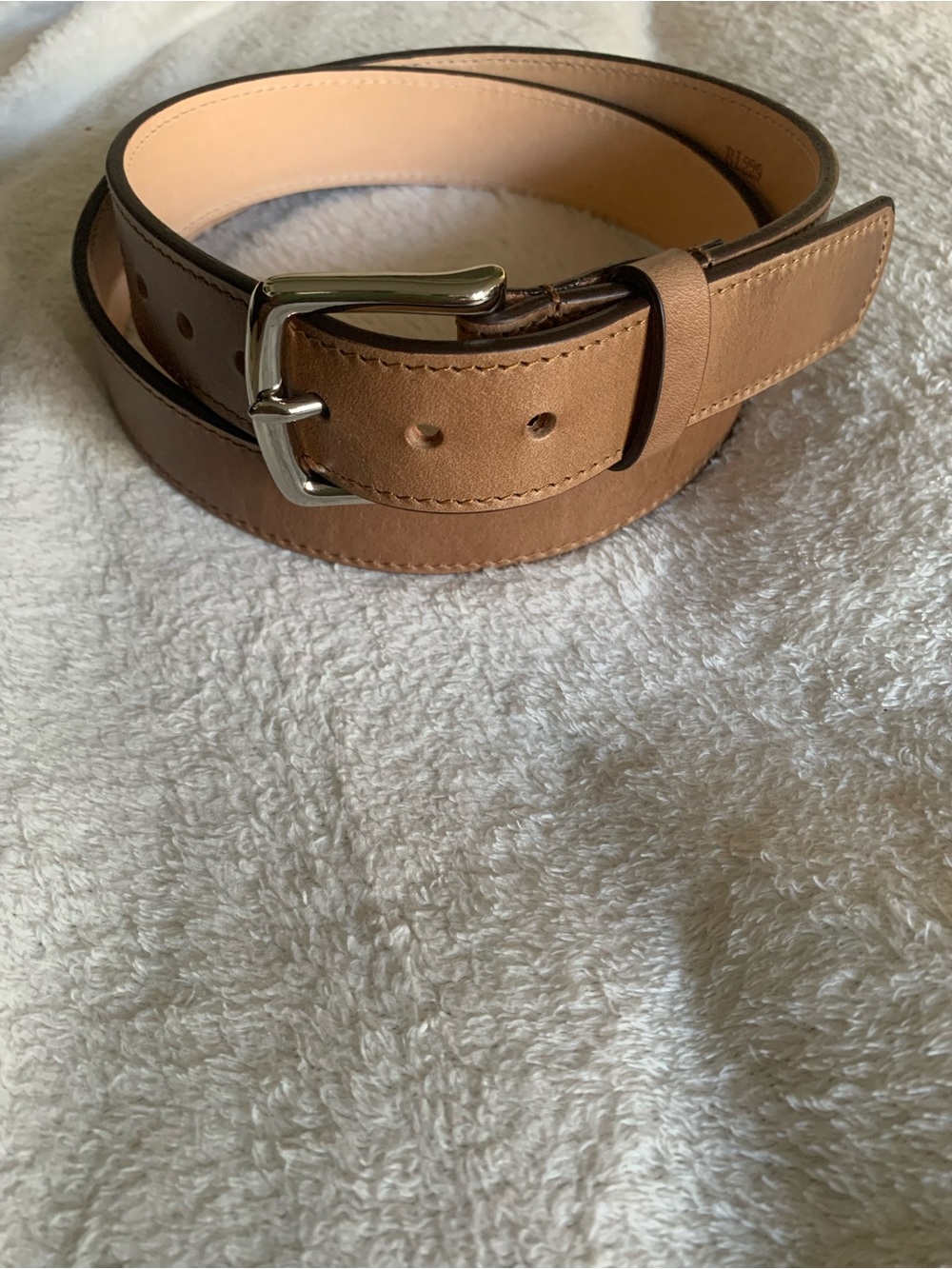 Rancourt & Co Mens Taupe Brown Size 36 Minimalist Belt Silver Buckle USA Classic